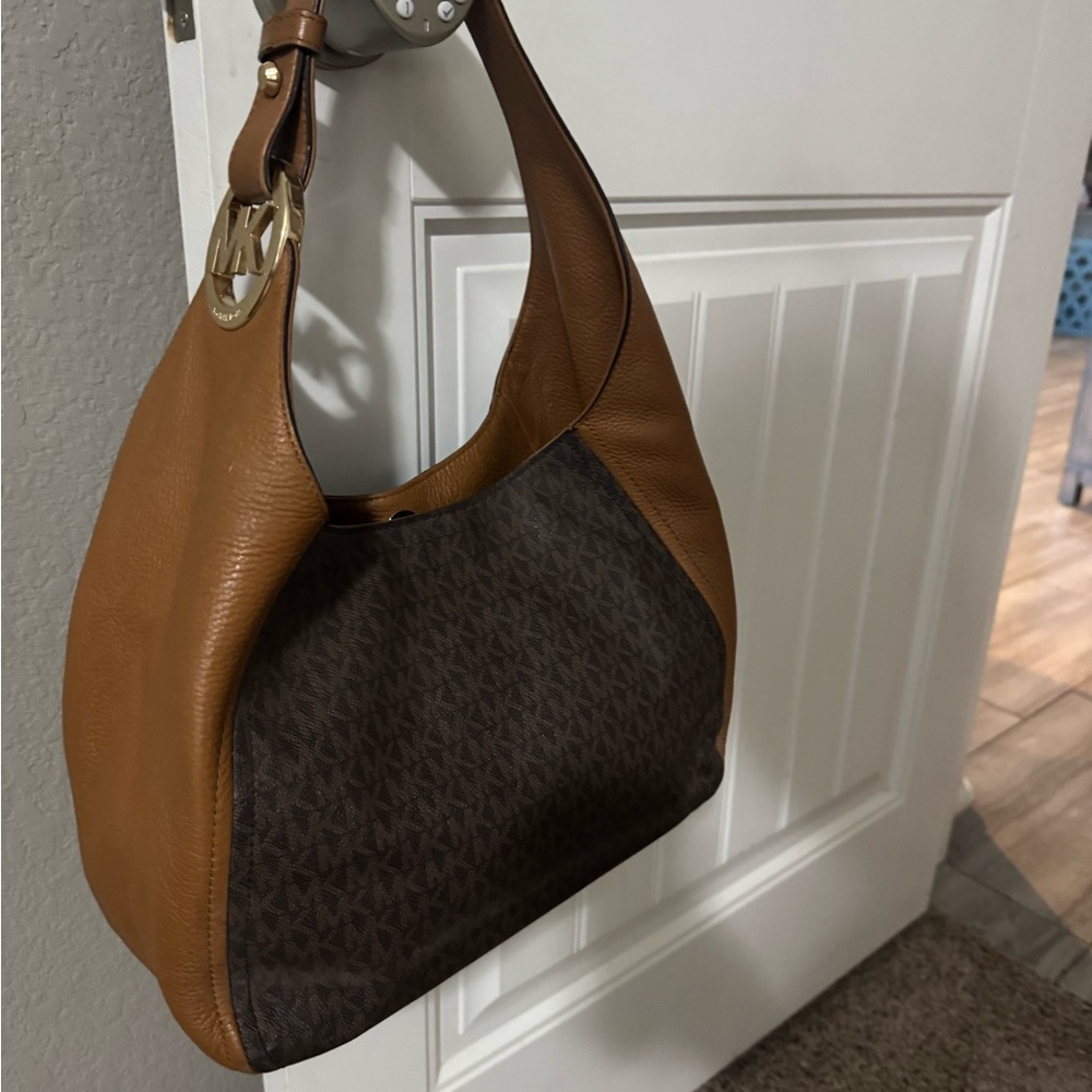 Michael Kors Two-Tone Hobo Bag in Brown and Tan